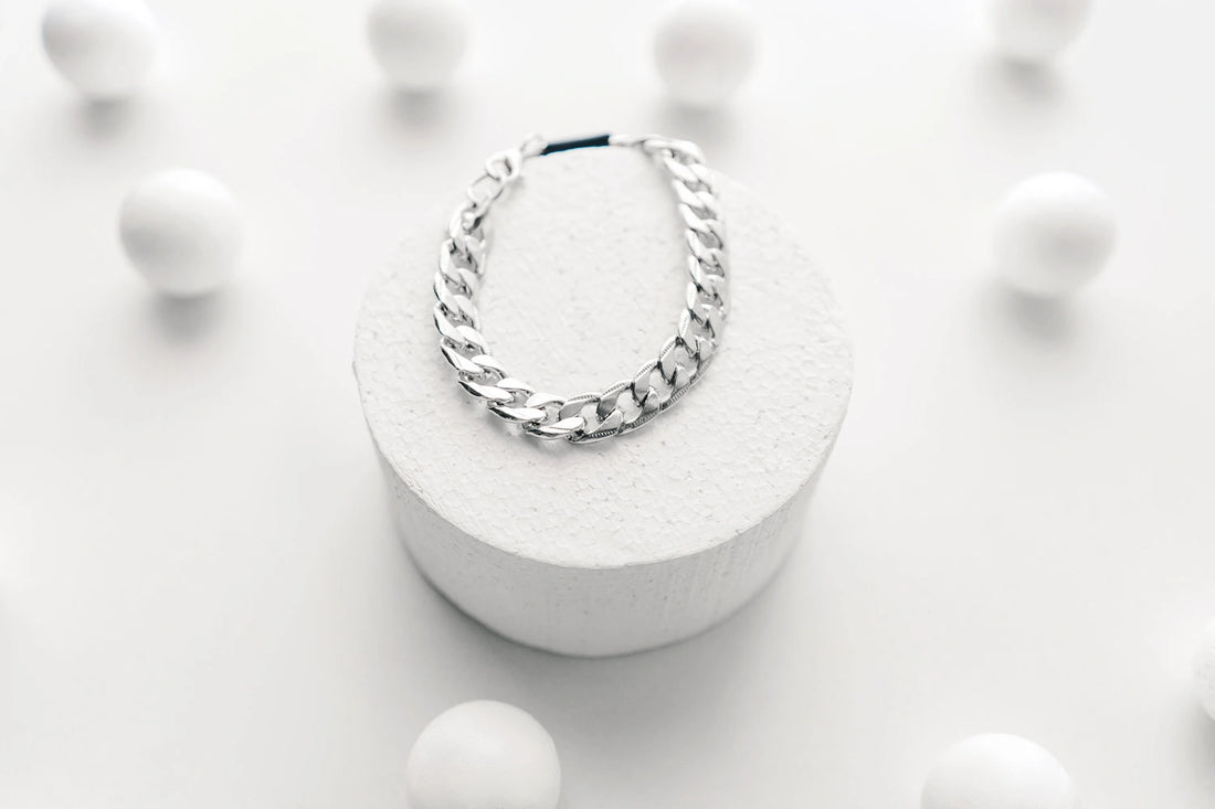 Sterling Silver (925) or White Gold Cuban Link Bracelet by ROE Jewelry