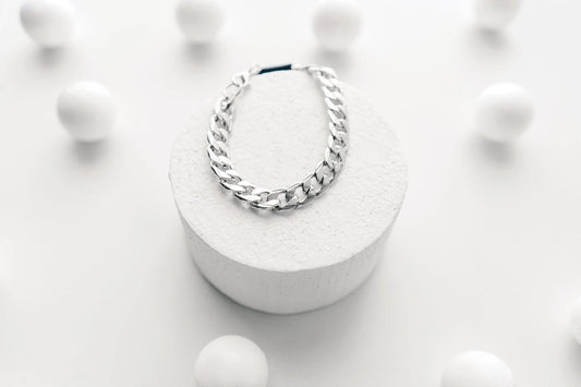 Sterling Silver (925) or White Gold Cuban Link Bracelet by ROE Jewelry