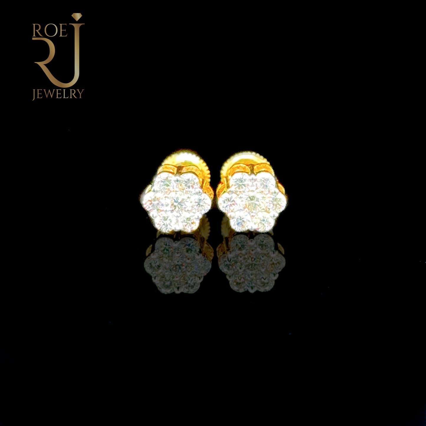 0.50ct VVS Diamond Flower Earrings 10K Yellow Gold