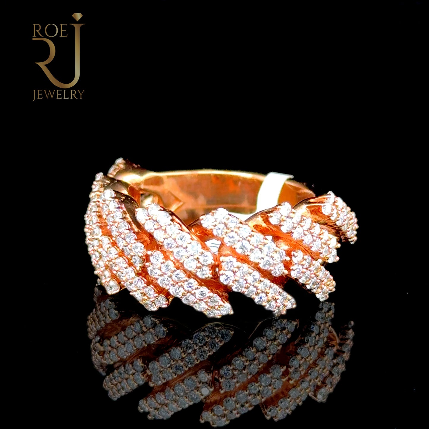 2.20ct Diamond Rose Gold Cuban Ring