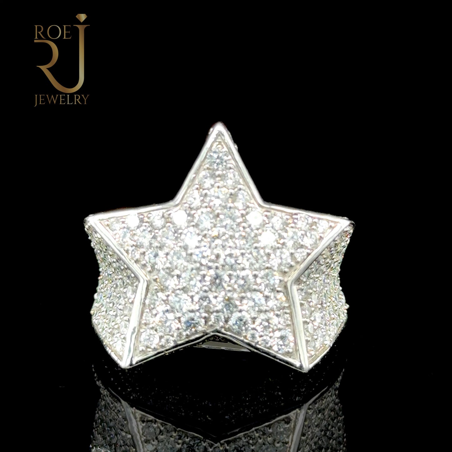 5.46ct Diamond Star Ring _ 14K White Gold