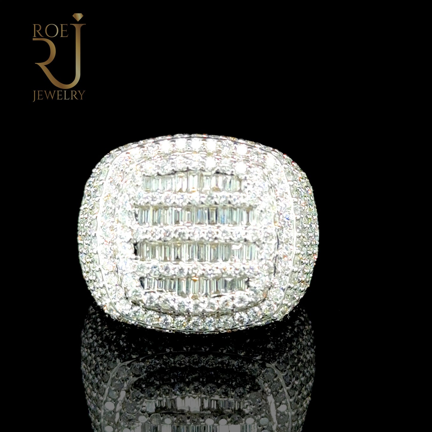 5.94 ct Diamond Mens Ring 14K White Gold