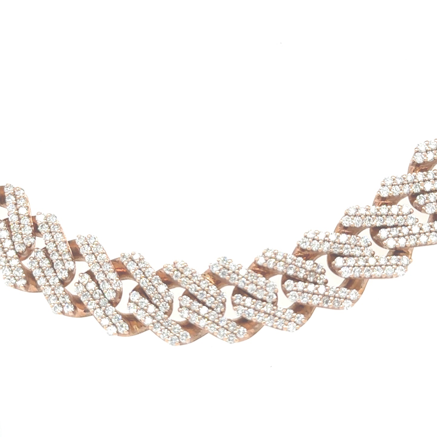 Blushing Brilliance - 33.96ct Diamond Cuban Necklace in 10K Rose Gold (22-inch)