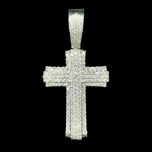 Elegant white gold cross pendant illuminated by 2.23 carats of high-quality diamonds.