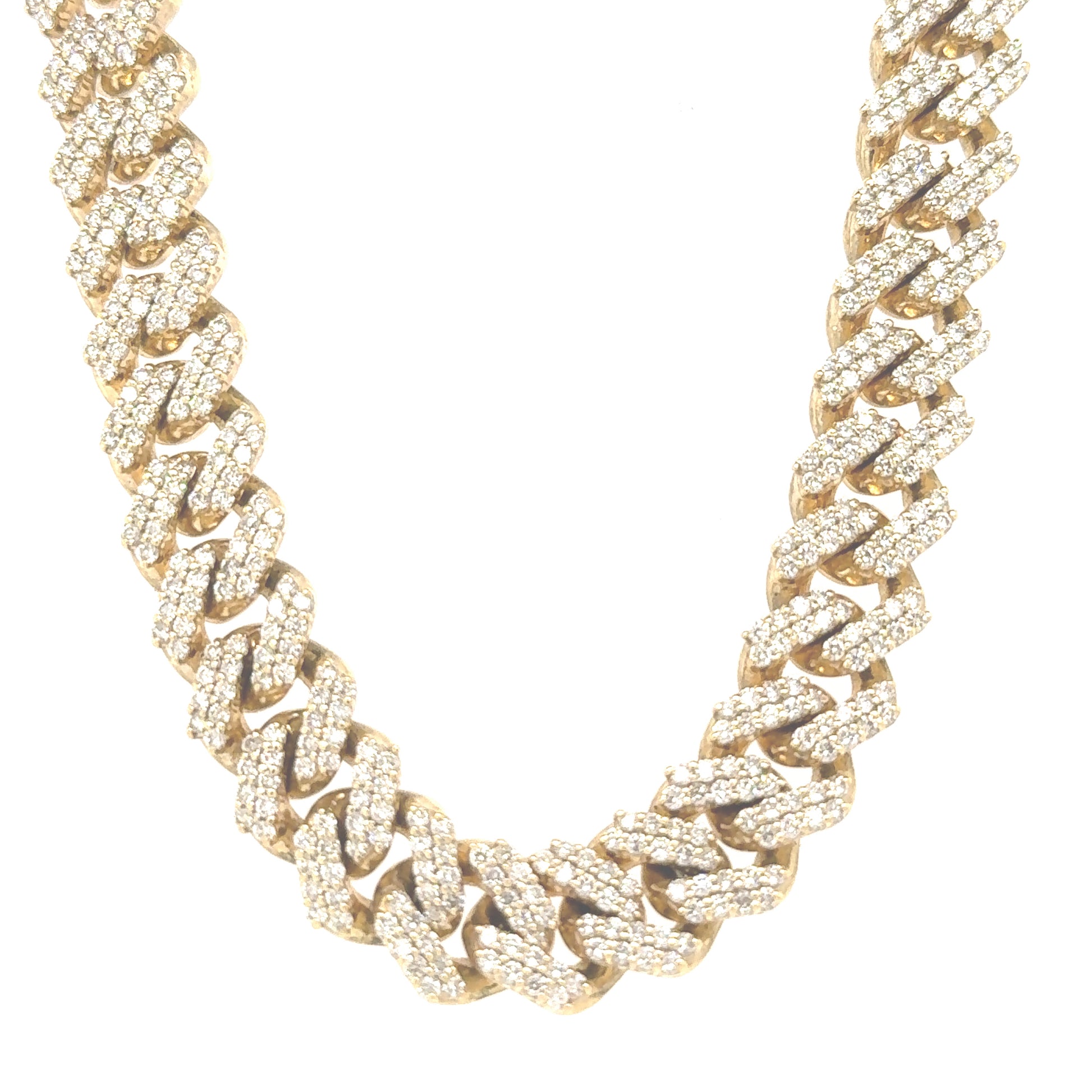 Unrivaled Opulence: 10K Yellow Gold 12mm Diamond Miami Cuban Chain