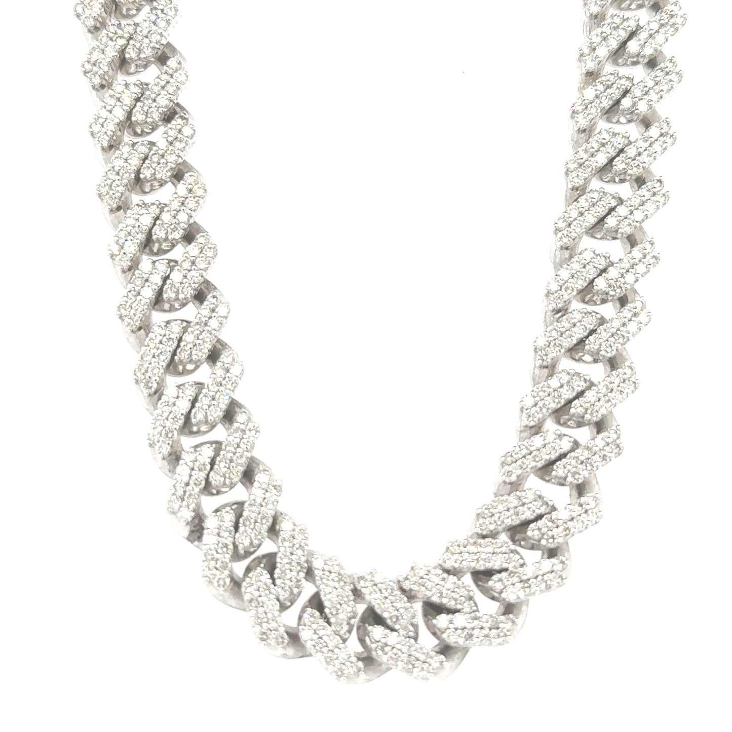 Diamond-Drenched Opulence: 22.52ct Diamond Miami Cuban Necklace in 10K White Gold