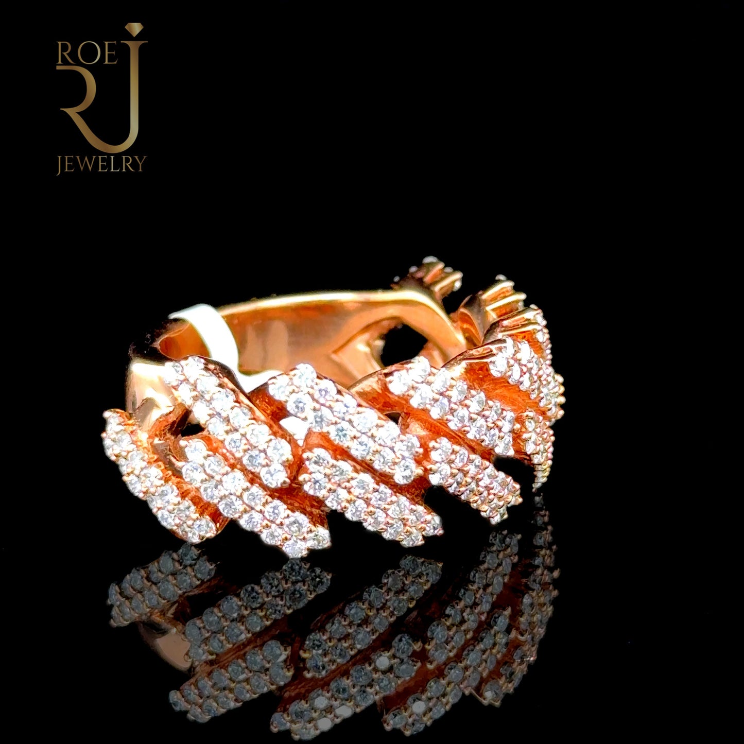 Diamond Cuban Ring 2.20ct 10K Rose Gold