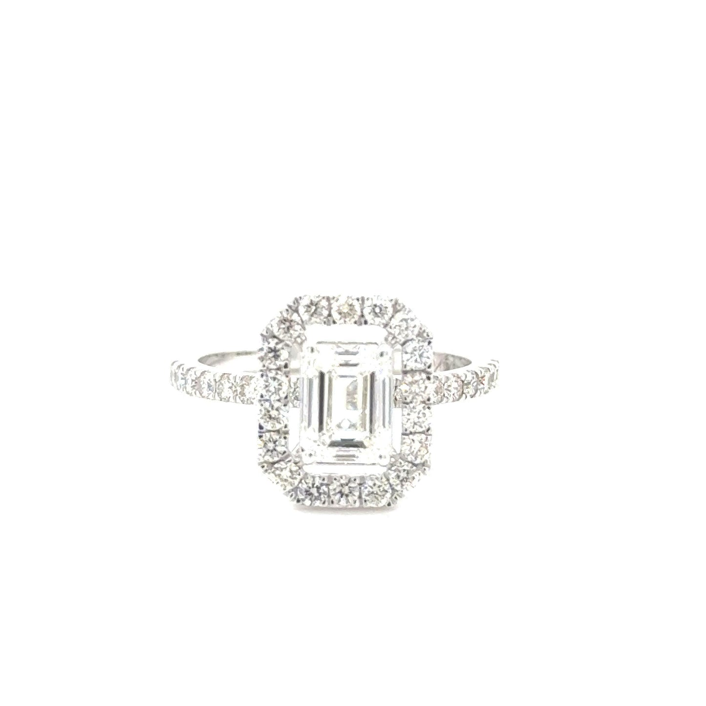 Art Deco Glamour - 1.00ct Emerald Cut Diamond Engagement Ring in 14K White Gold
