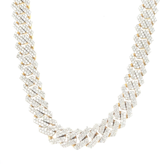 Ultimate Opulence: 10K Yellow Gold 16.35ct Diamond Cuban Necklace