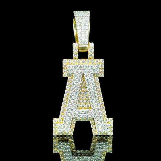 10K Gold Diamond Initial Pendants Letter A
