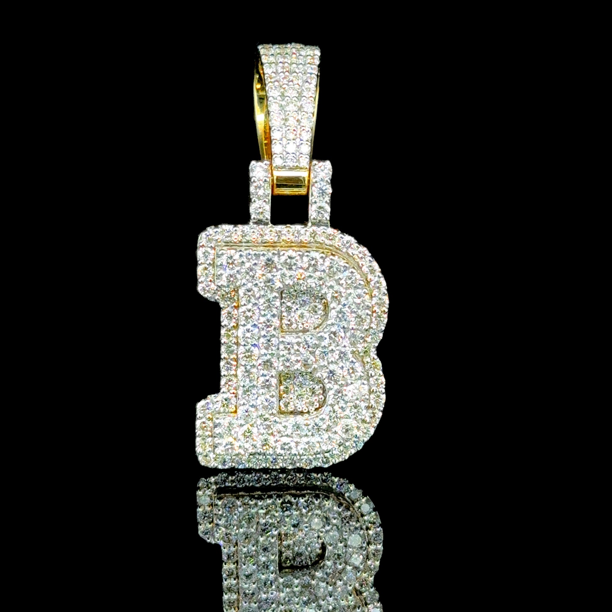 10K Gold Diamond Initial Pendants Letter B