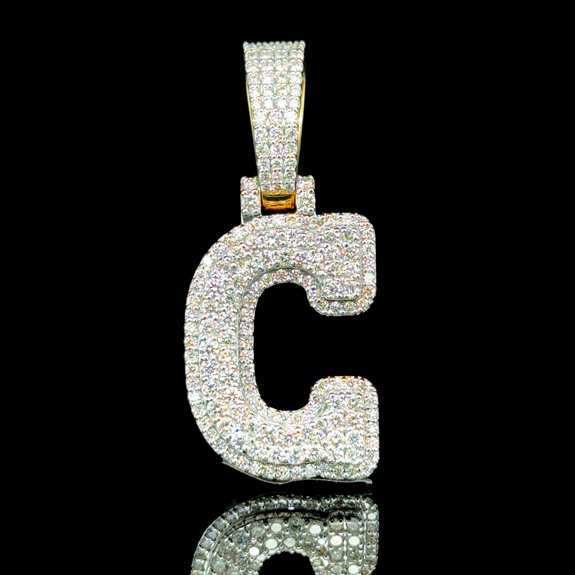 10K Gold Diamond Initial Pendants Letter C