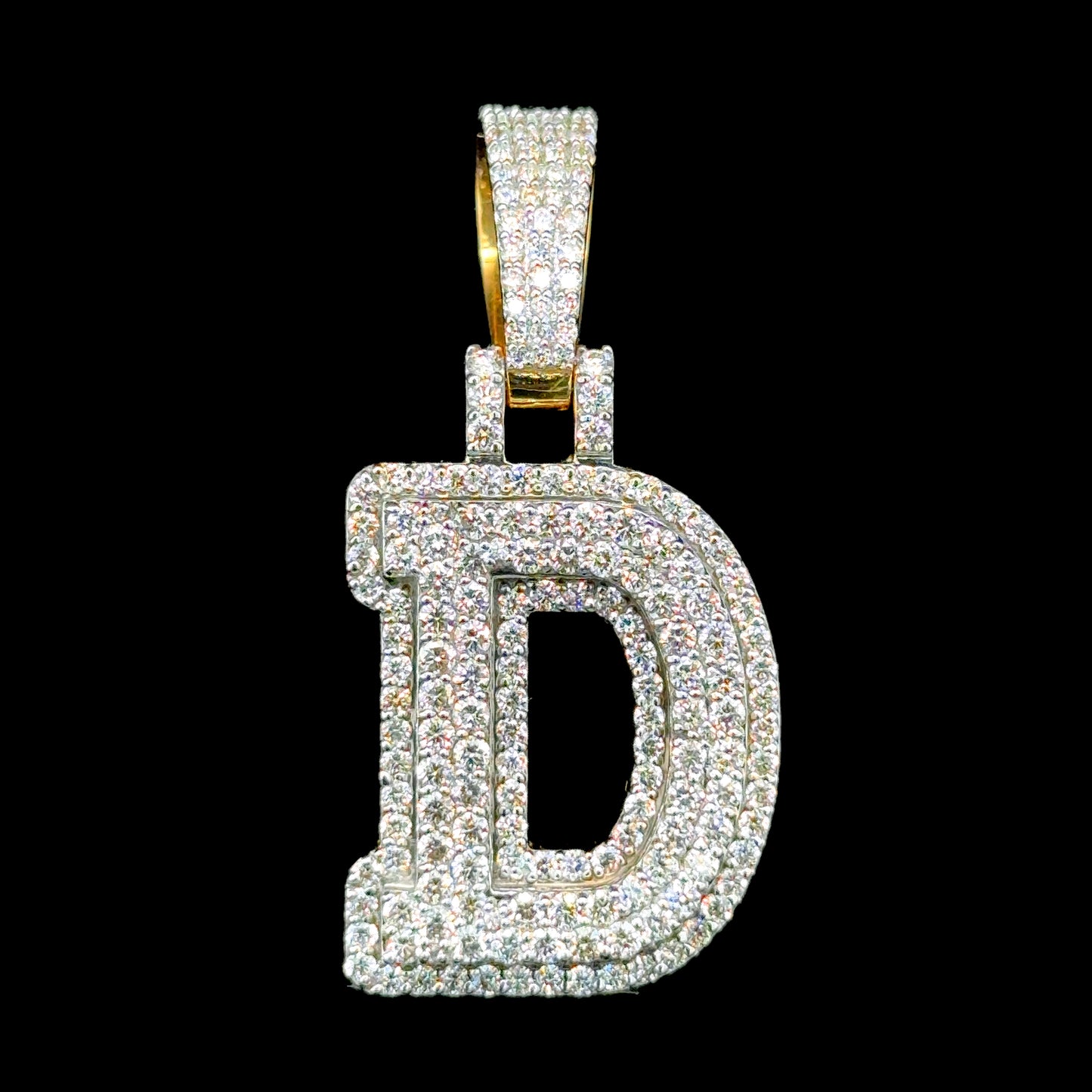 10K Gold Diamond Initial Pendants Letter D
