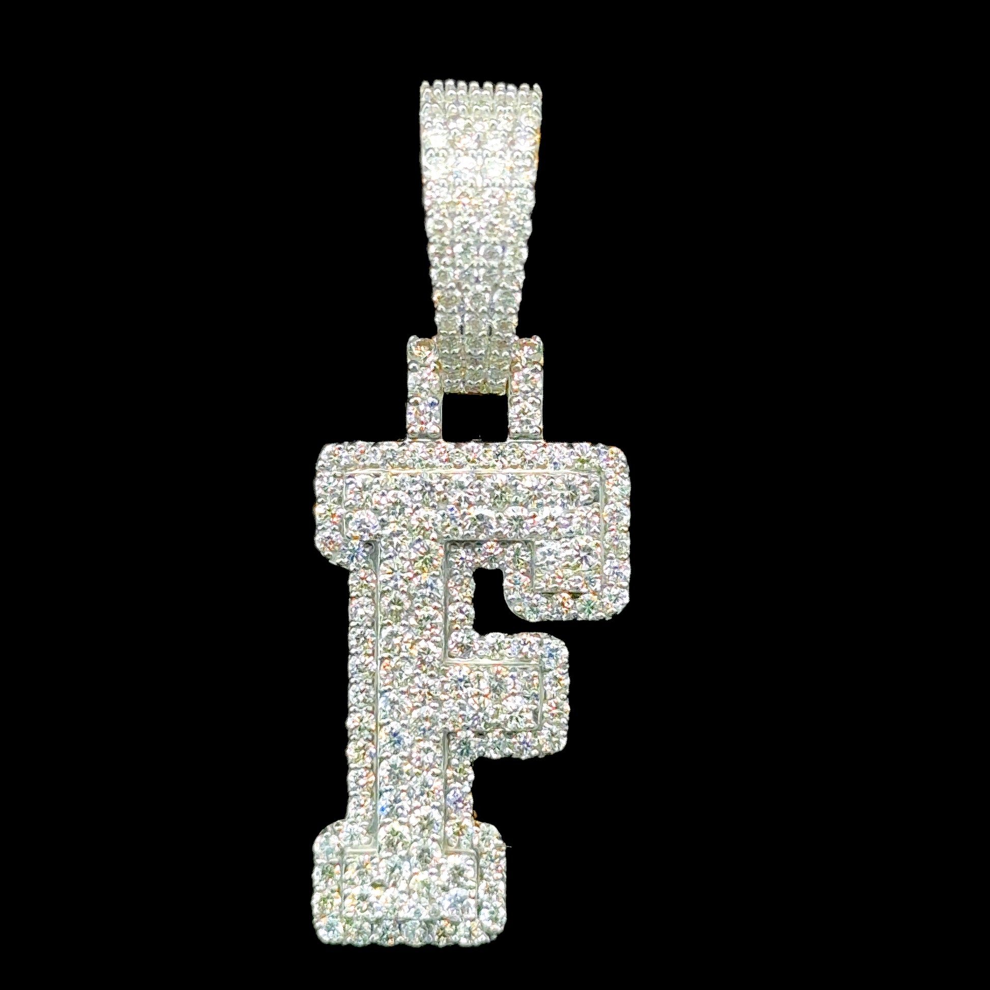 10K Gold Diamond Initial Pendants Letter F
