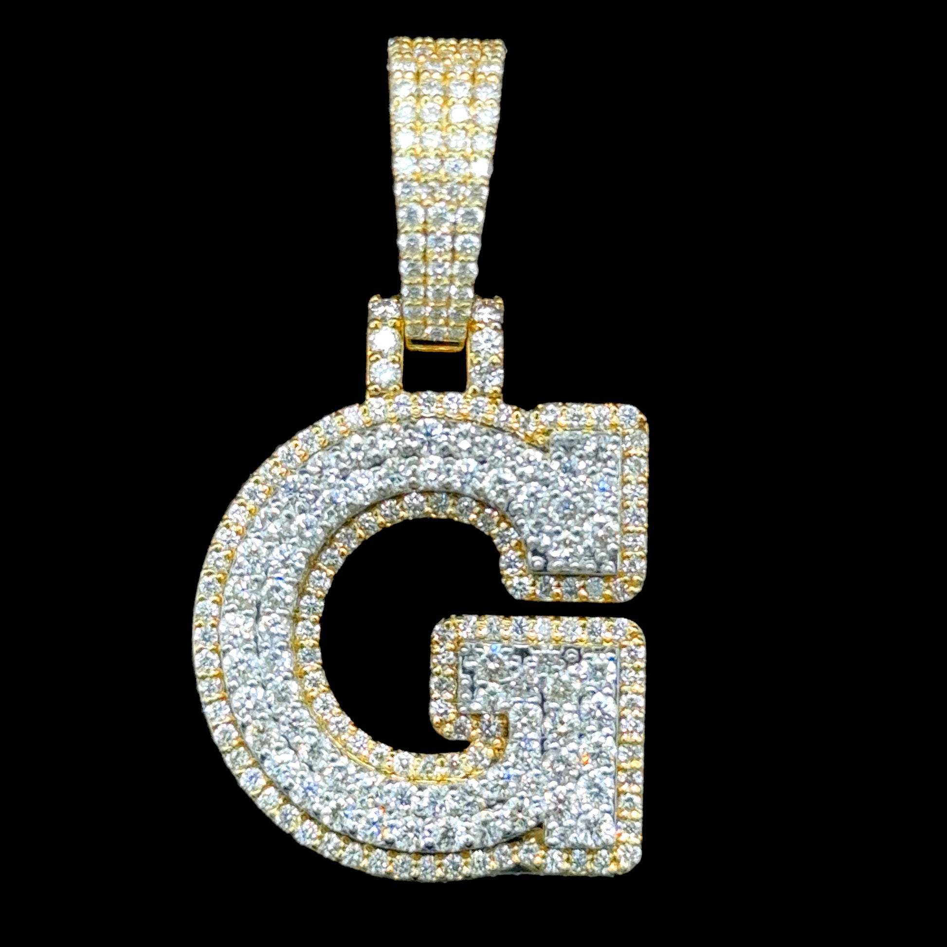 10K Gold Diamond Initial Pendants Letter G