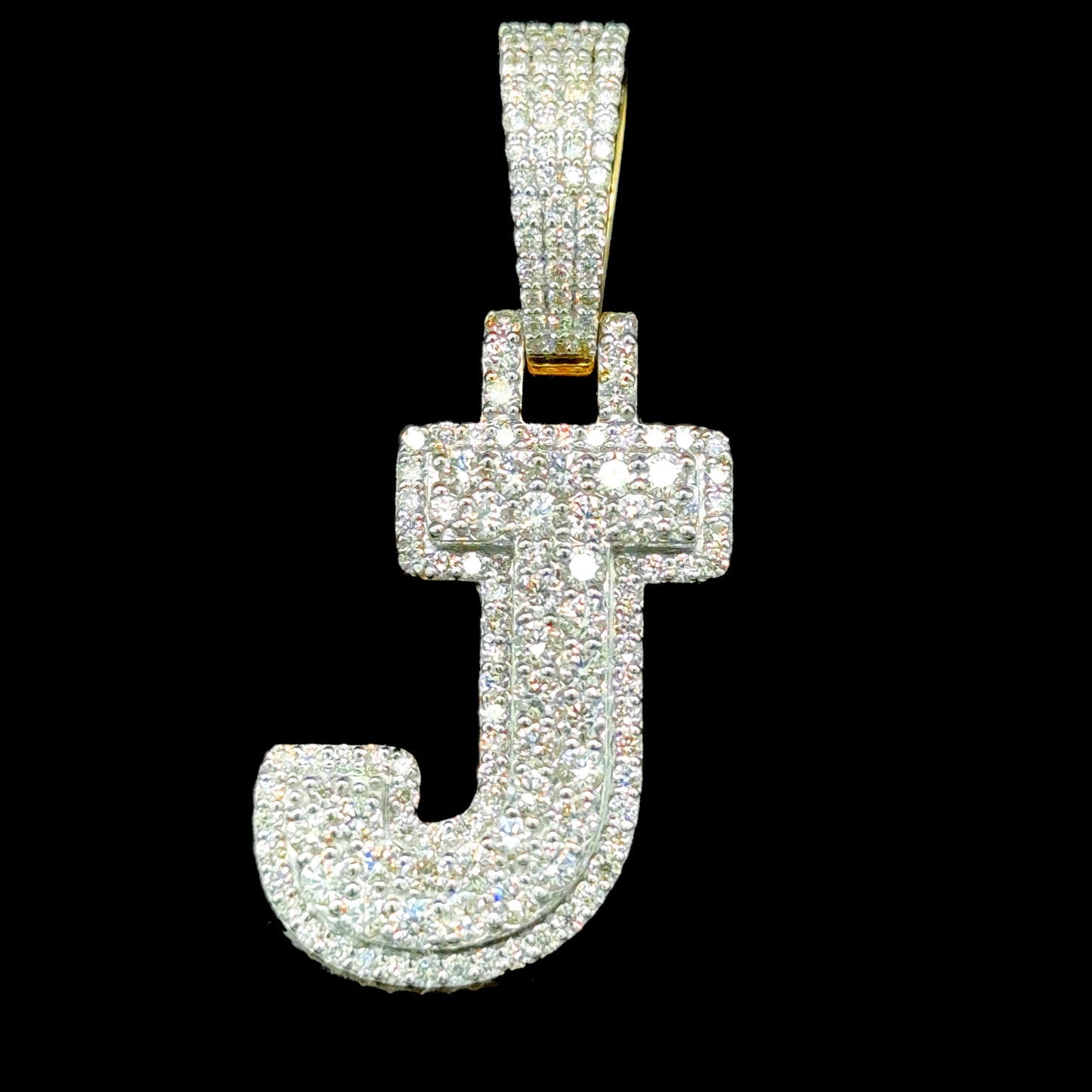 10K Gold Diamond Initial Pendants Letter J