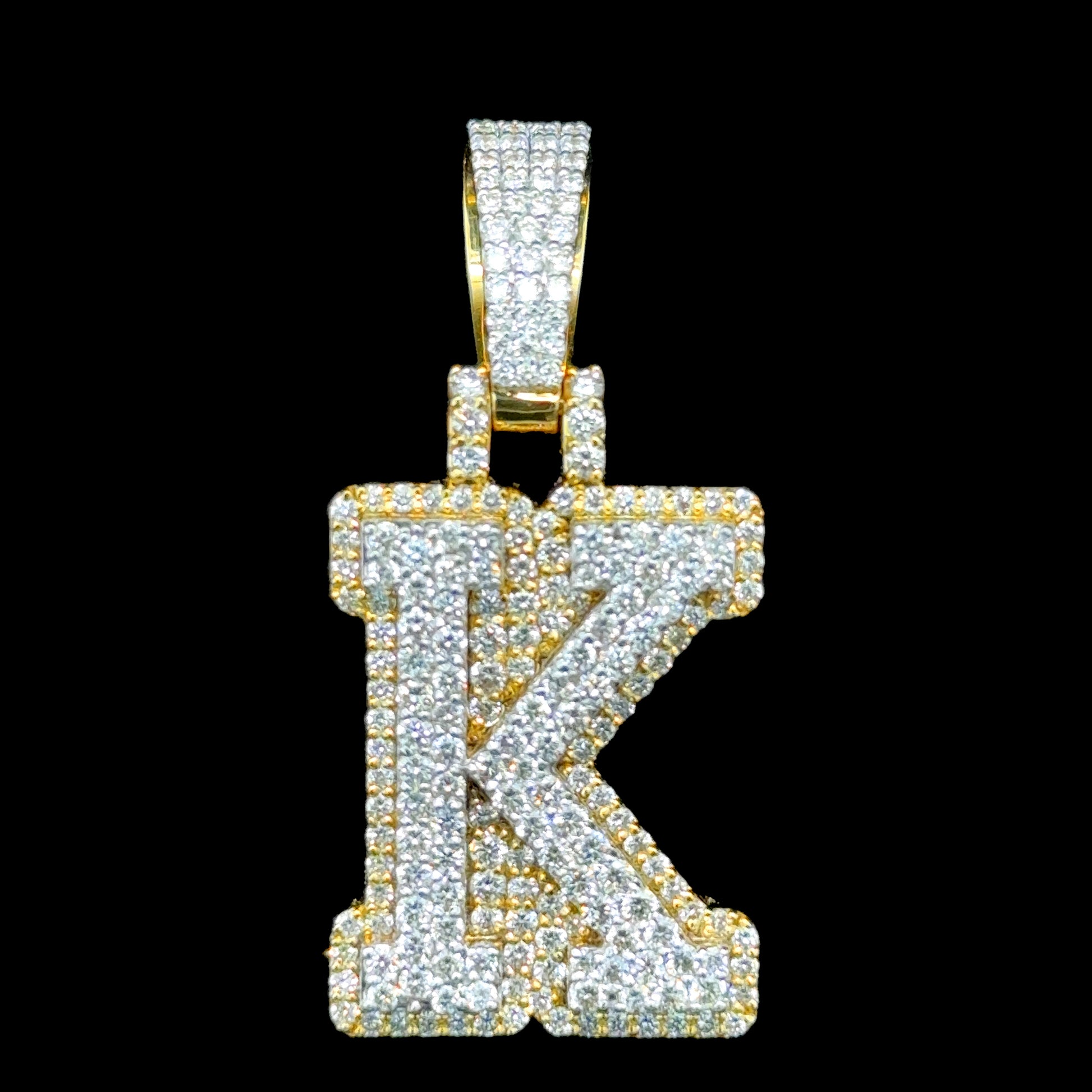 10K Gold Diamond Initial Pendants Letter K