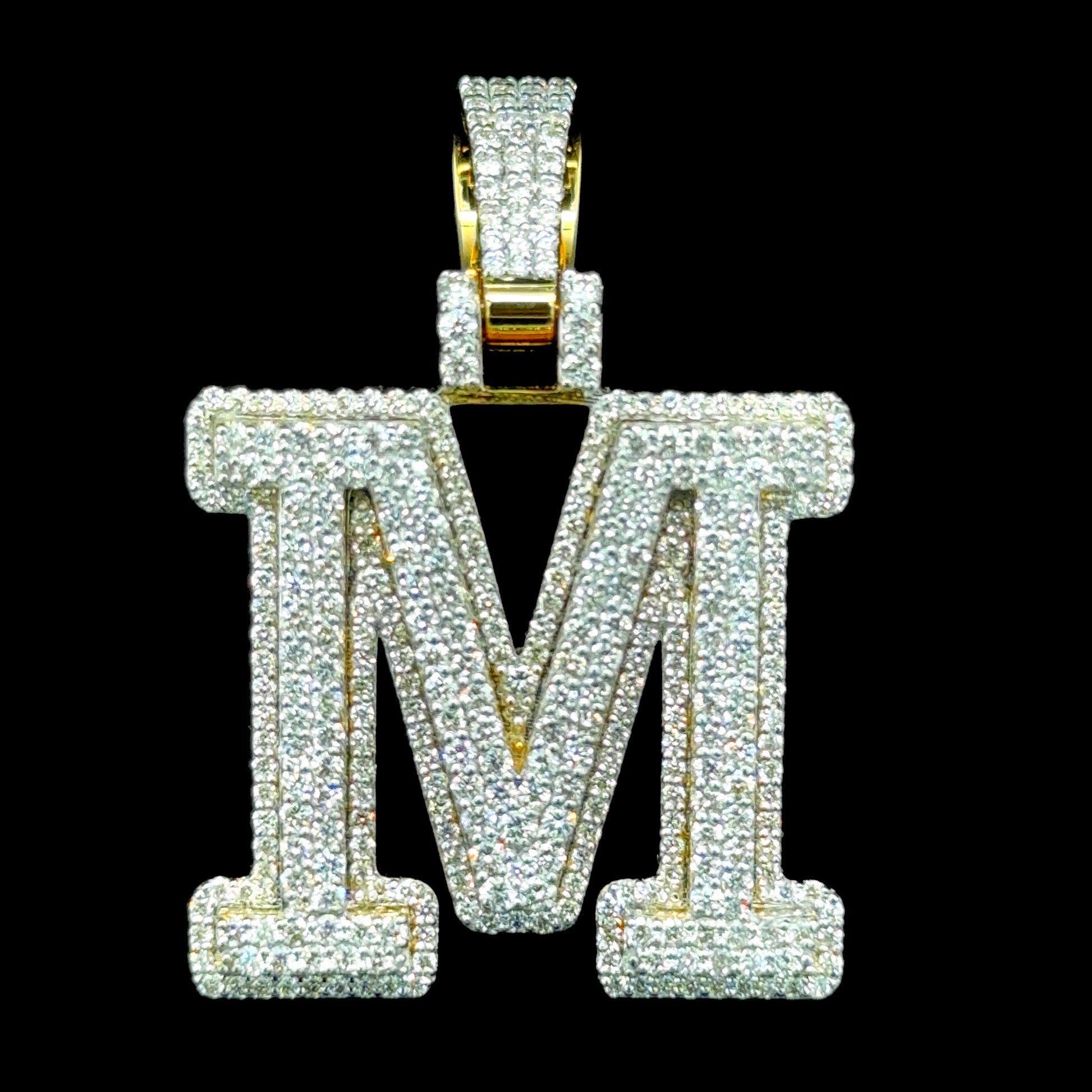 10K Gold Diamond Initial Pendants Letter M
