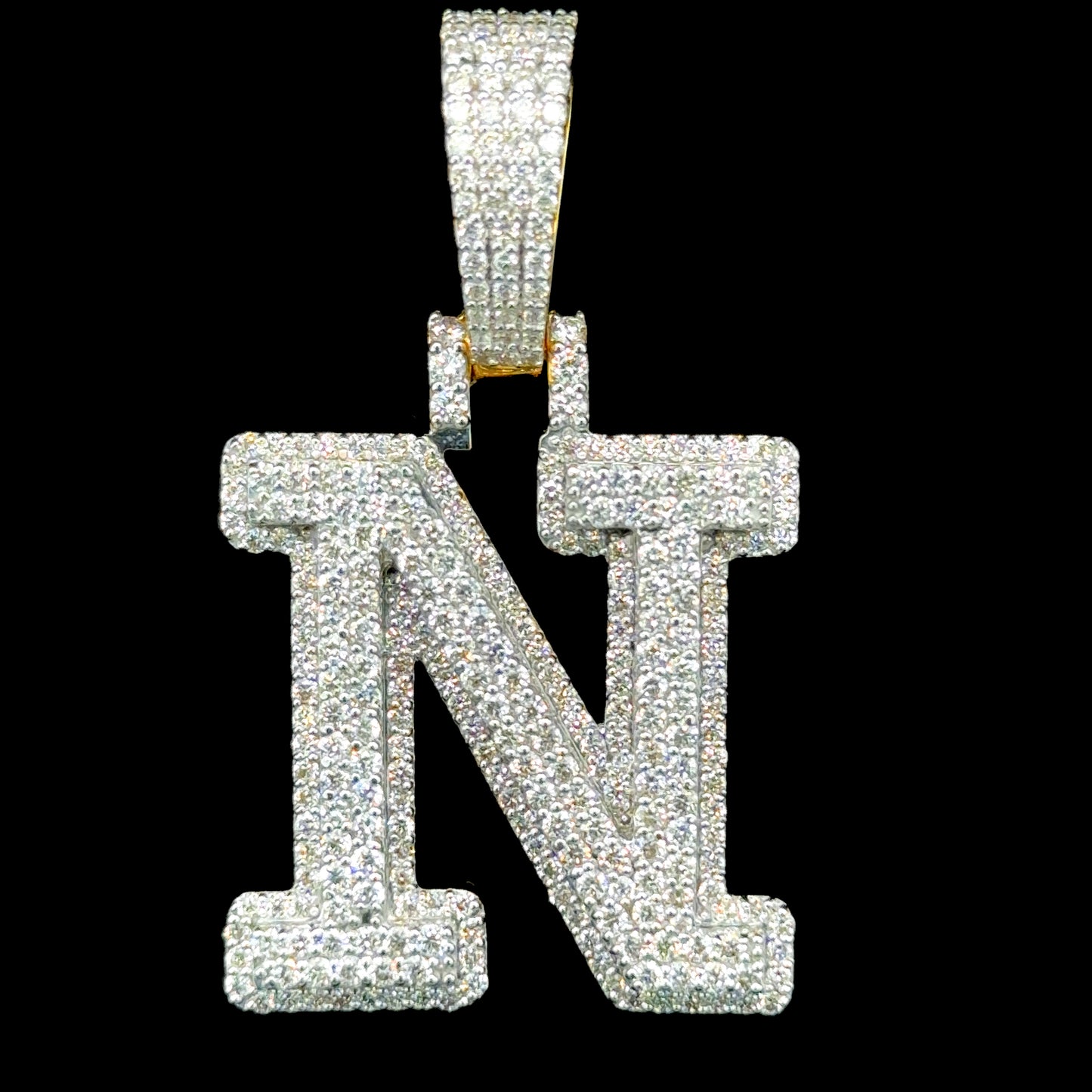 10K Gold Diamond Initial Pendants Letter N