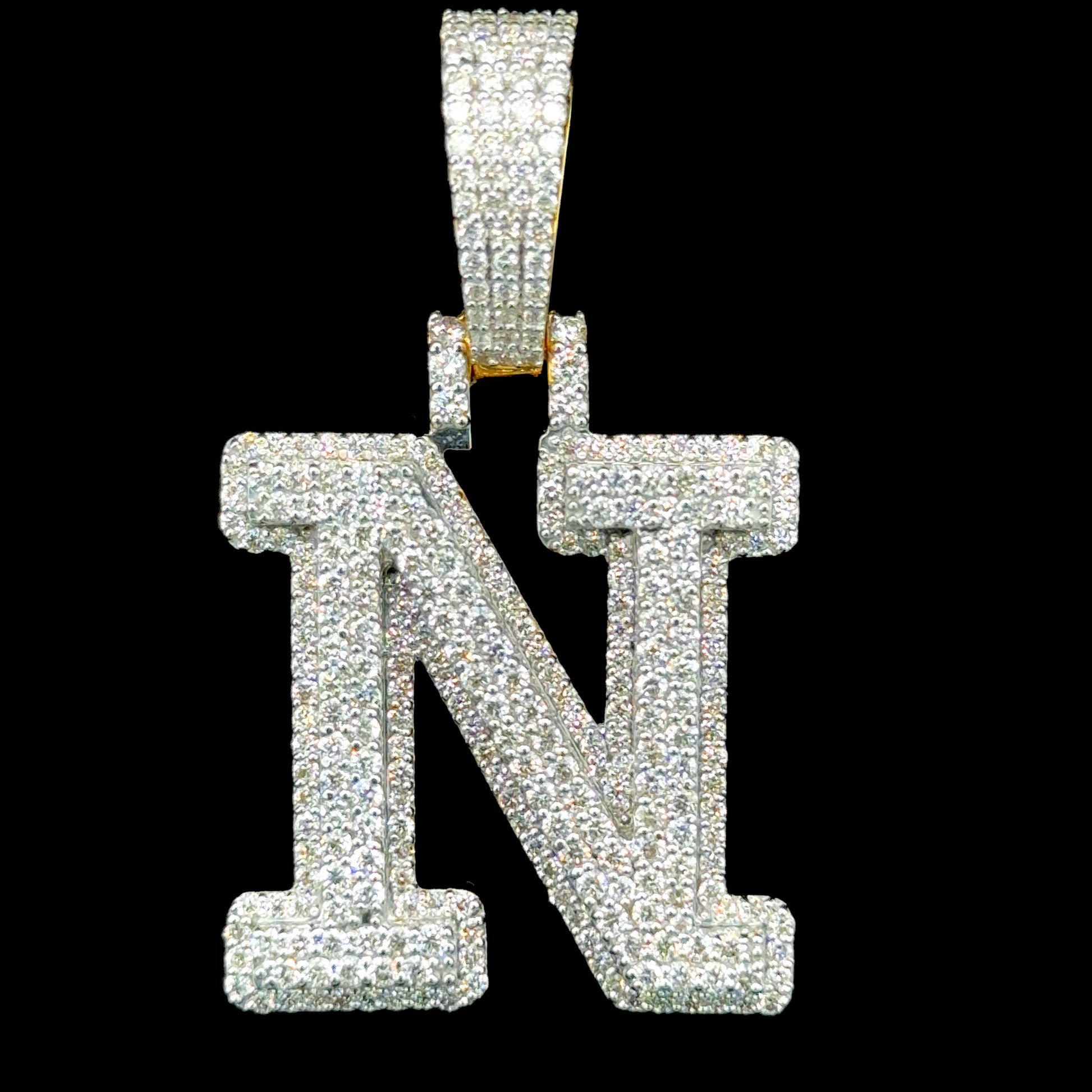10K Gold Diamond Initial Pendants Letter N