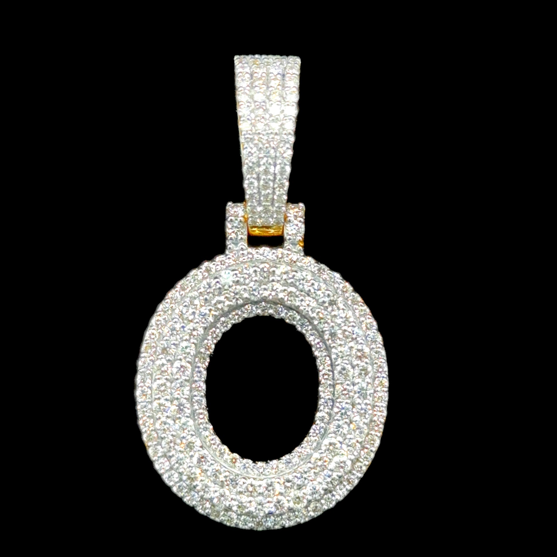 10K Gold Diamond Initial Pendants Letter O