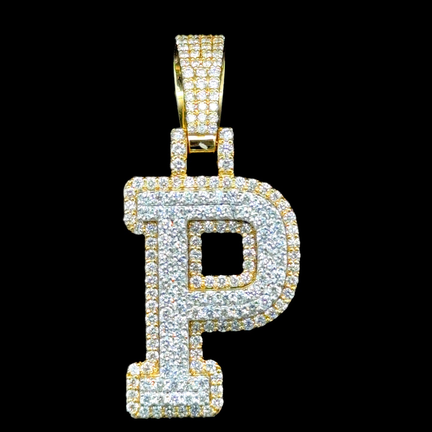 10K Gold Diamond Initial Pendants Letter P