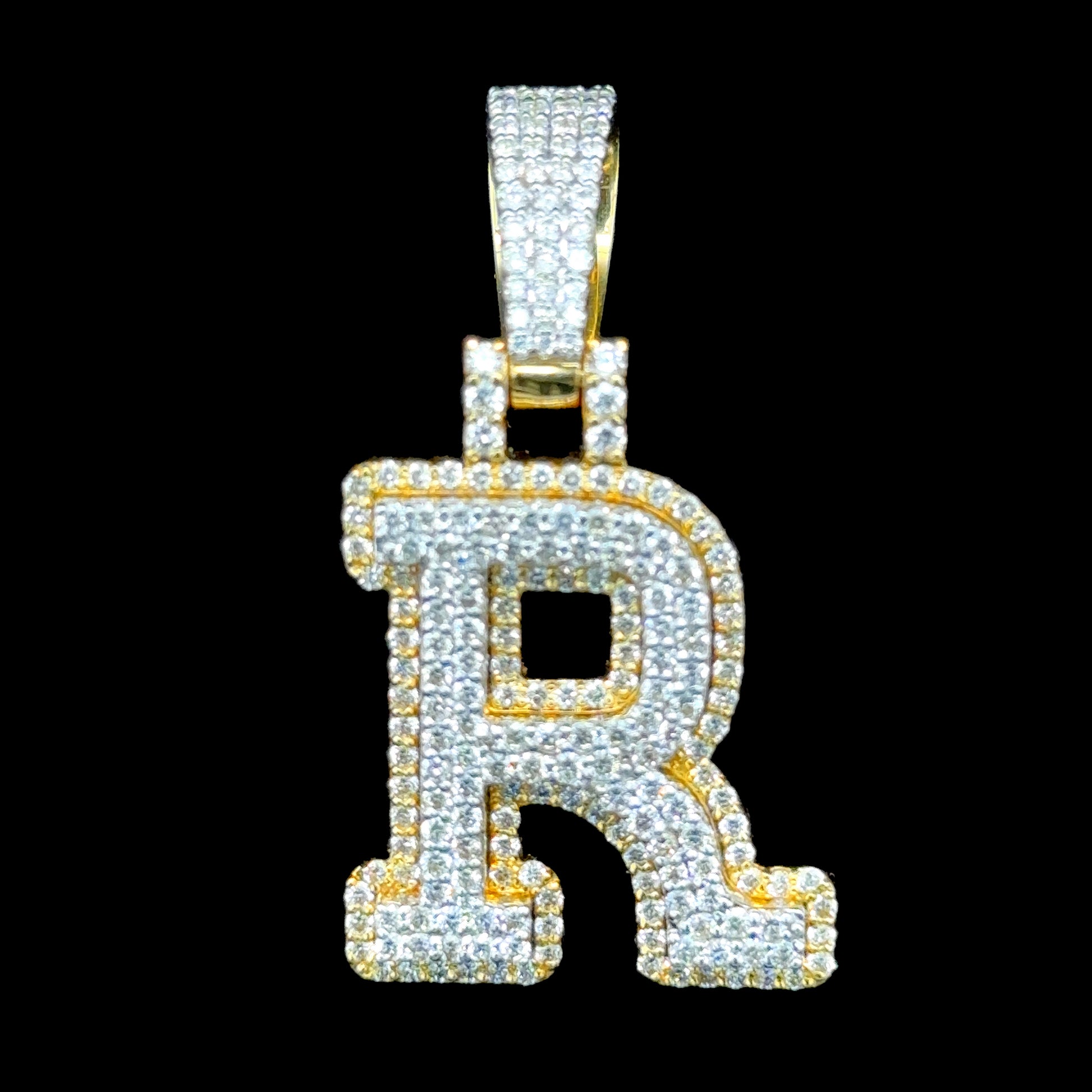 10K Gold Diamond Initial Pendants Letter R