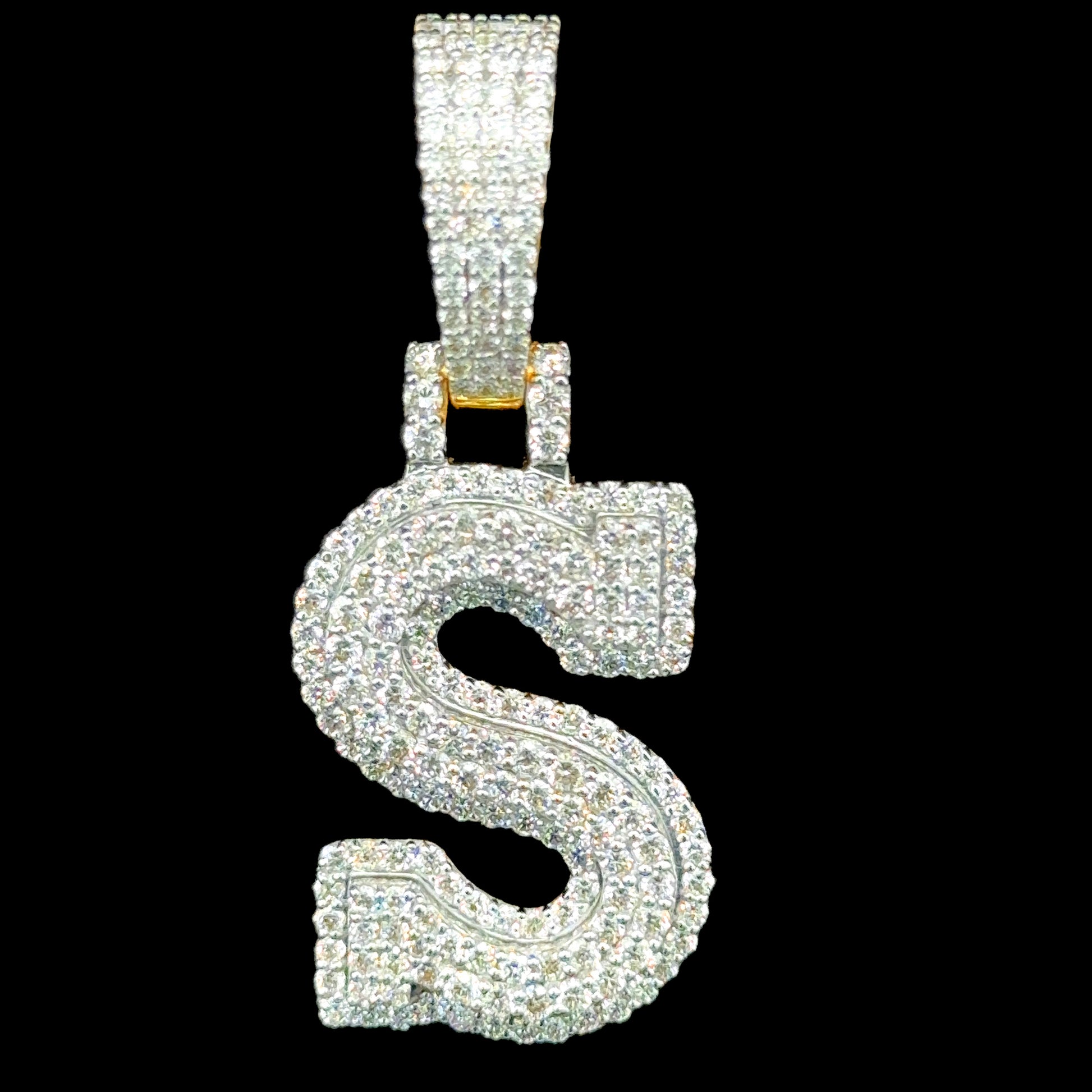 10K Gold Diamond Initial Pendants Letter S