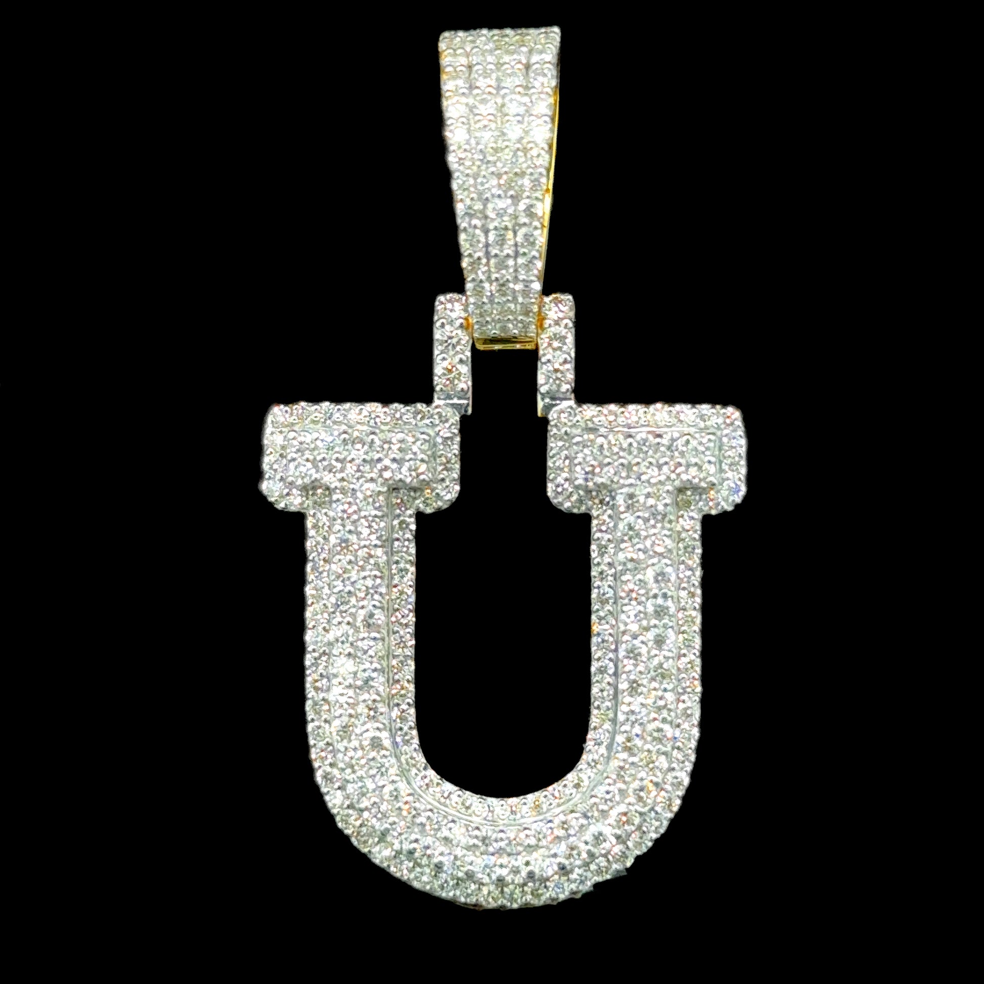 10K Gold Diamond Initial Pendants Letter U