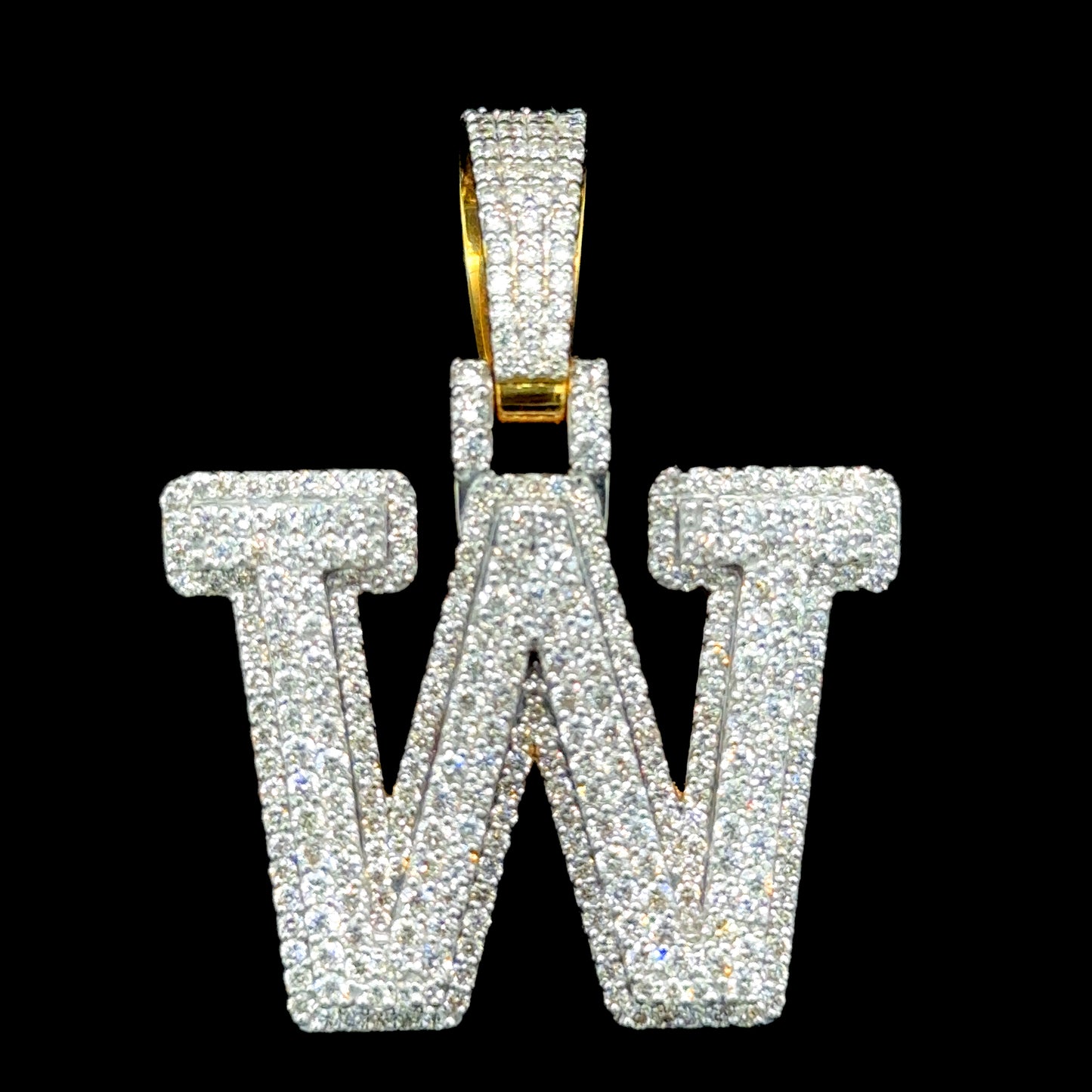 10K Gold Diamond Initial Pendants Letter W