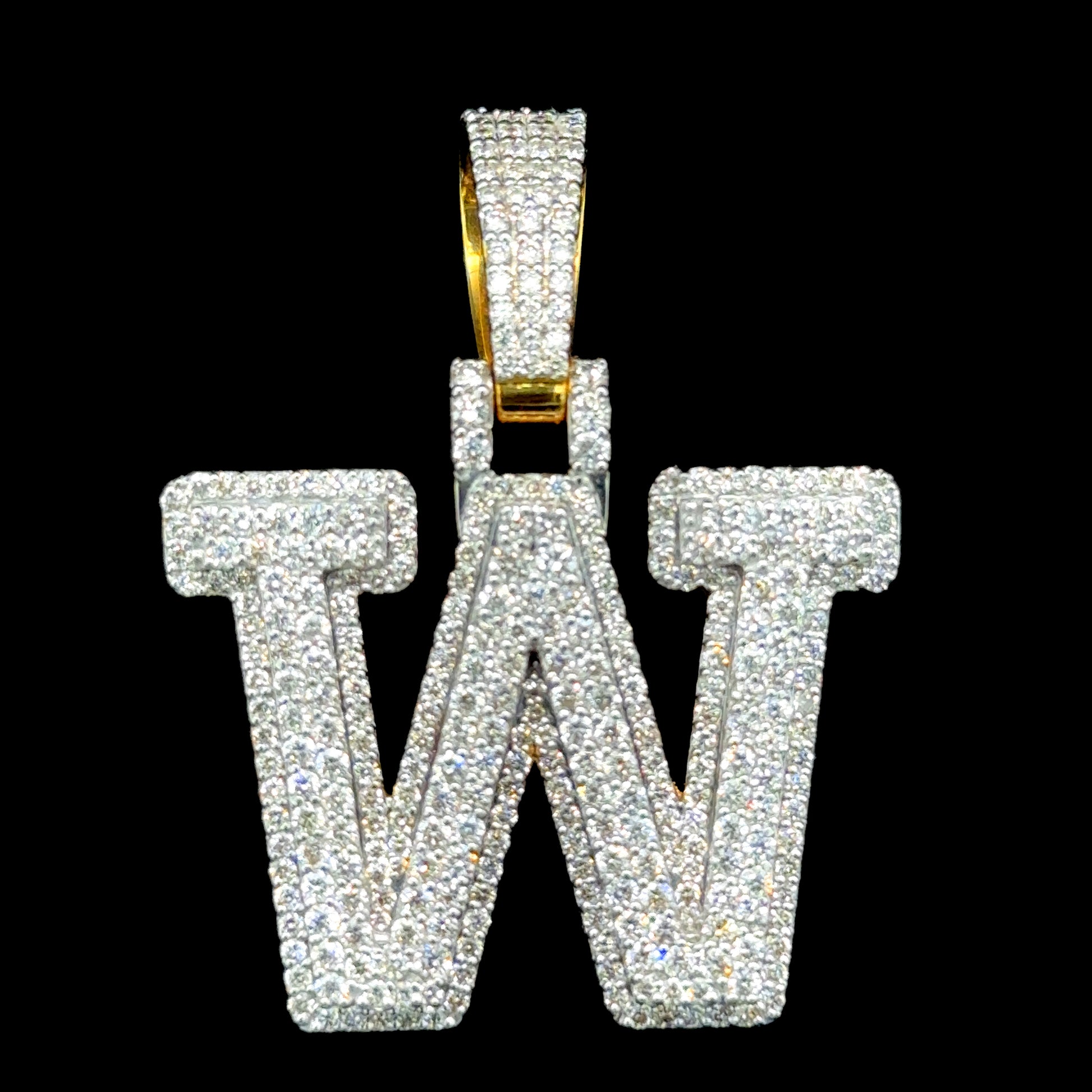 10K Gold Diamond Initial Pendants Letter W