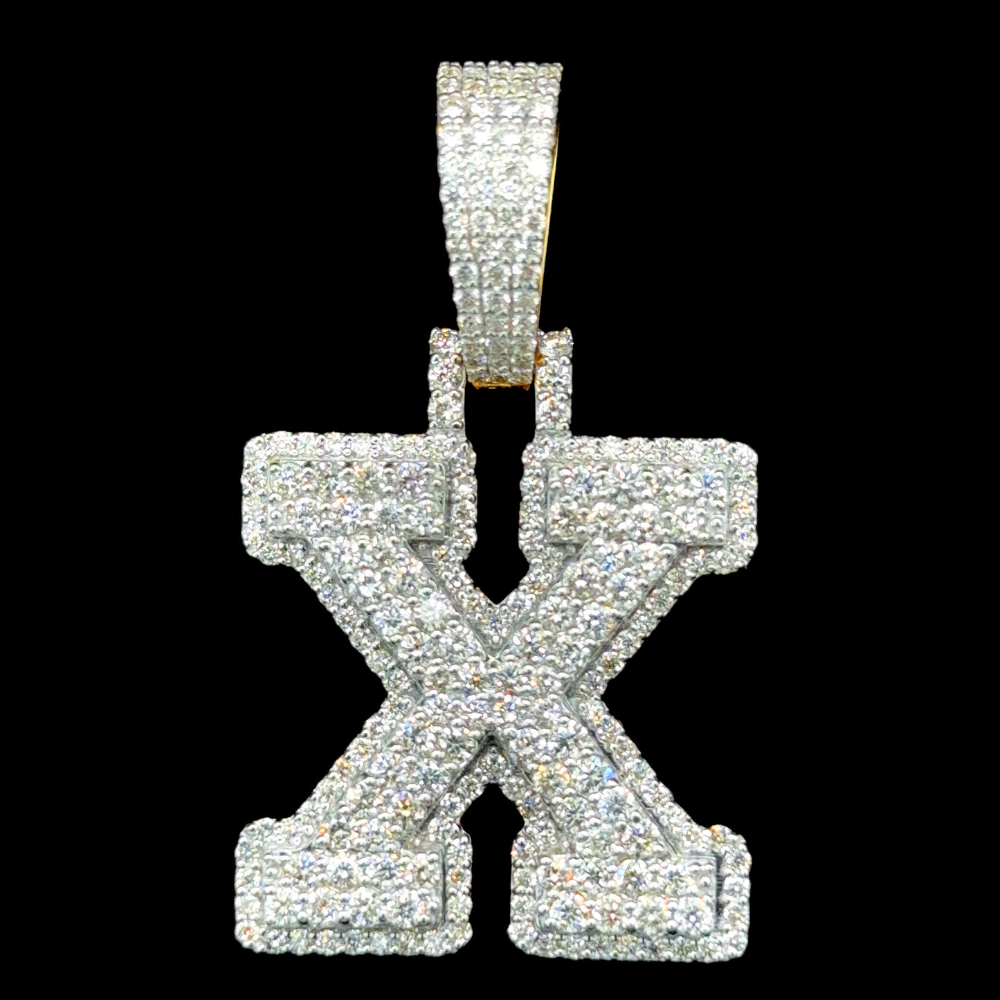 10K Gold Diamond Initial Pendants Letter X