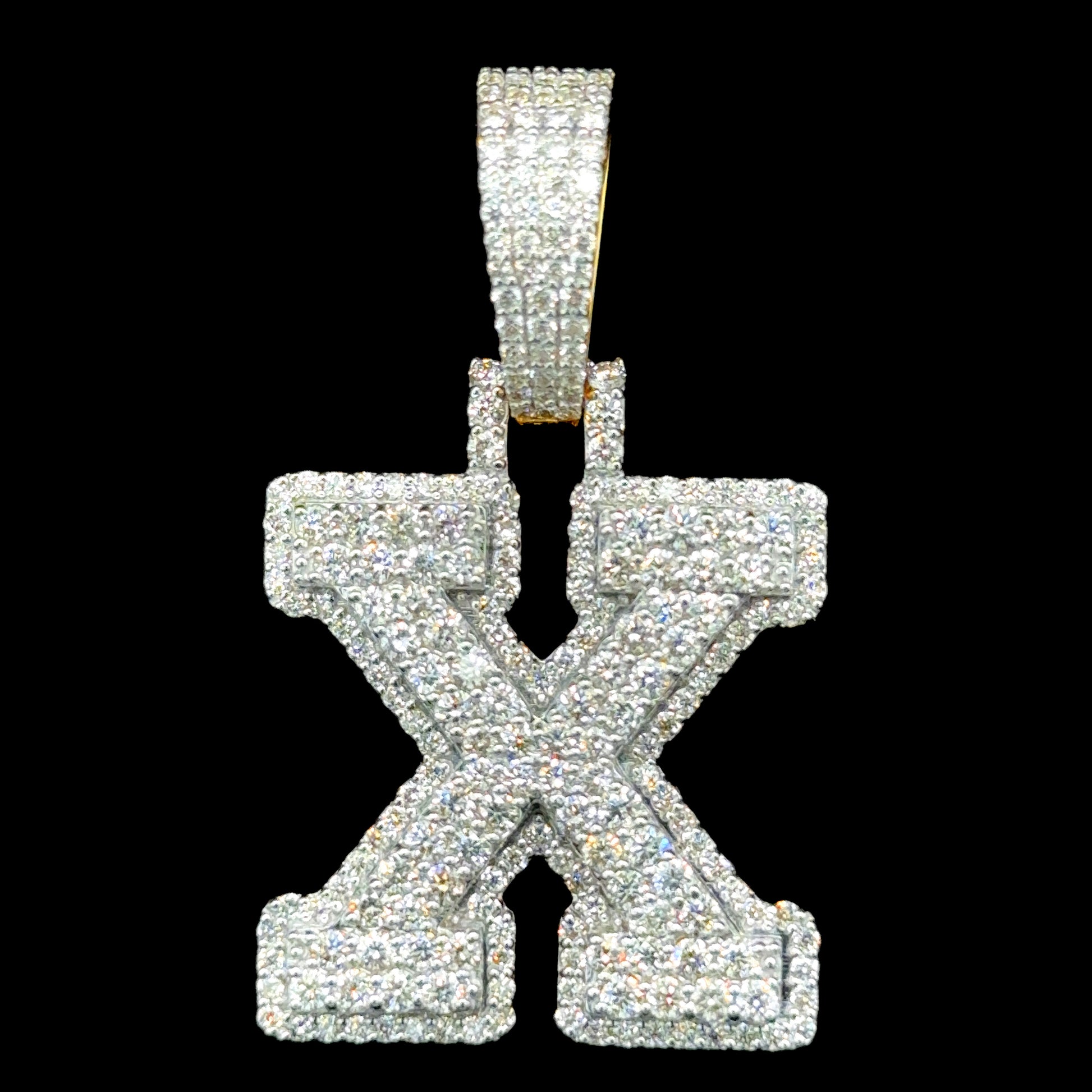 10K Gold Diamond Initial Pendants Letter X