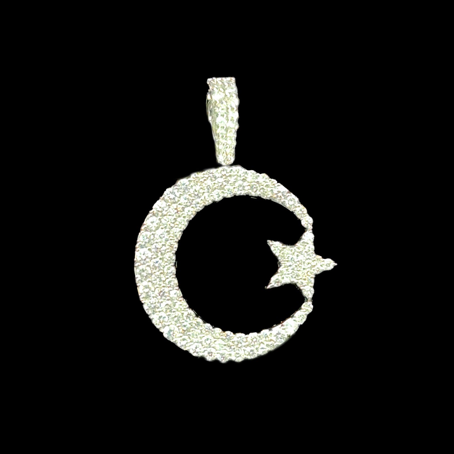 14K gold moon and star pendant with 1.66 carats of diamonds.