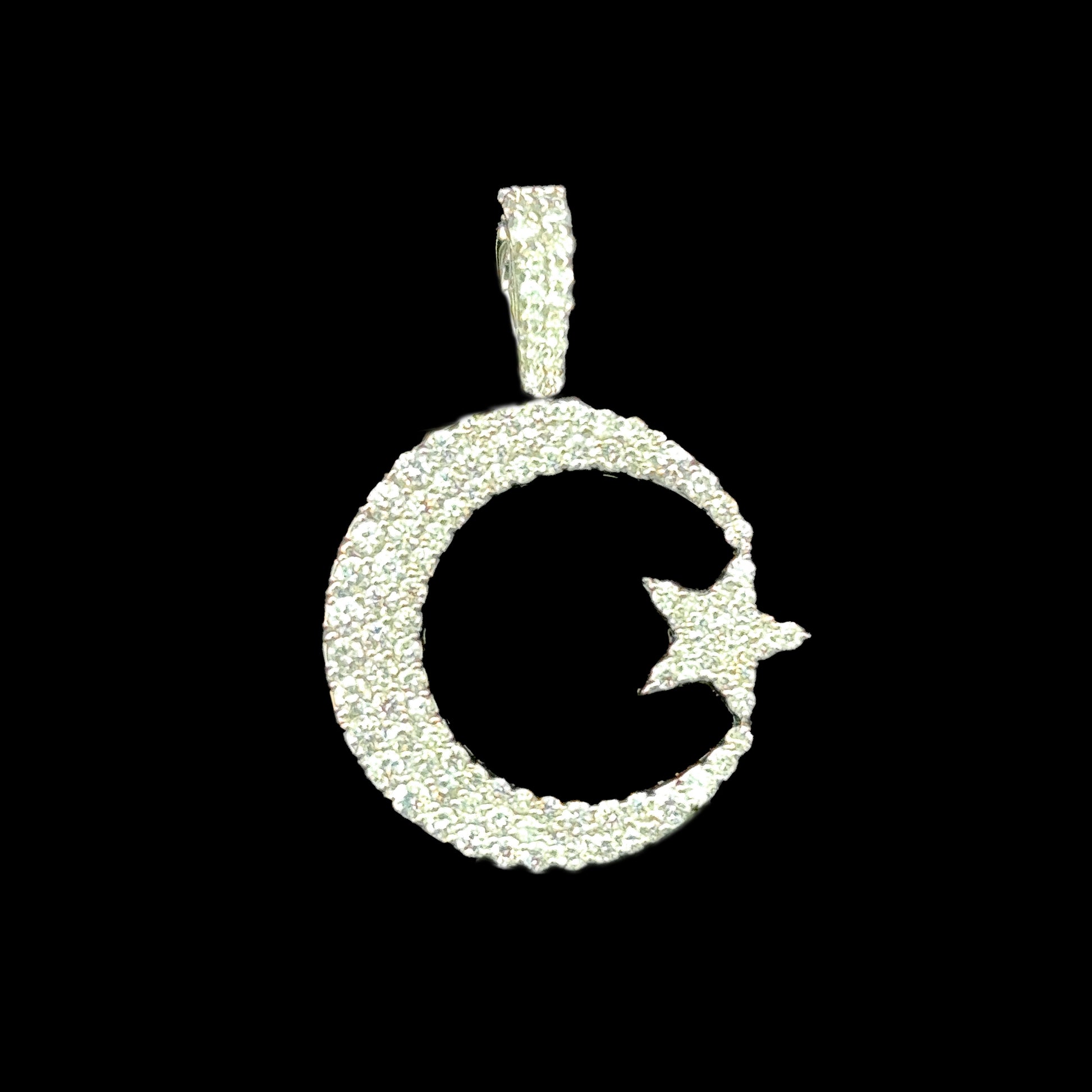 14K gold moon and star pendant with 1.66 carats of diamonds.