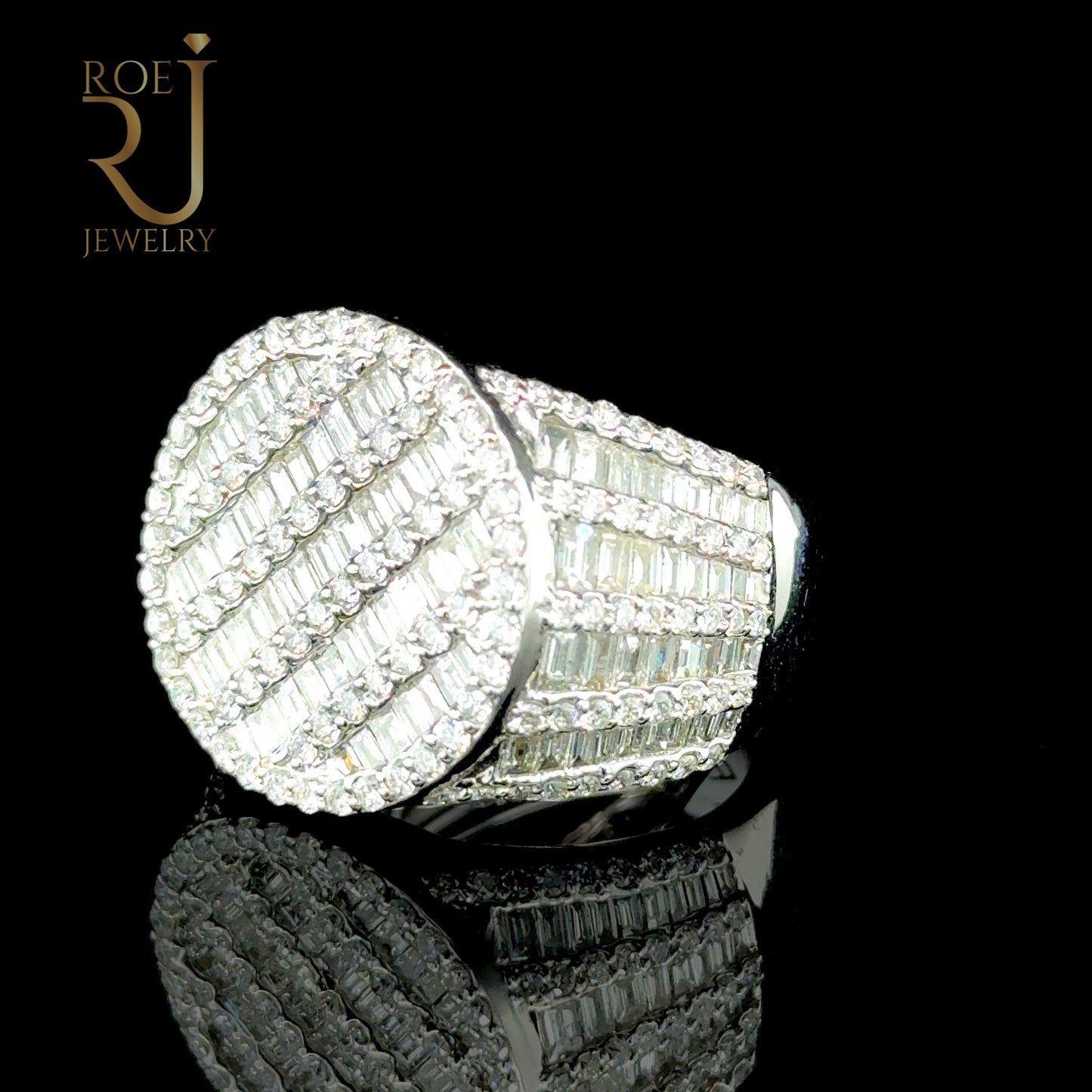 Large Diamond Ring 4.14ct 14K White Gold