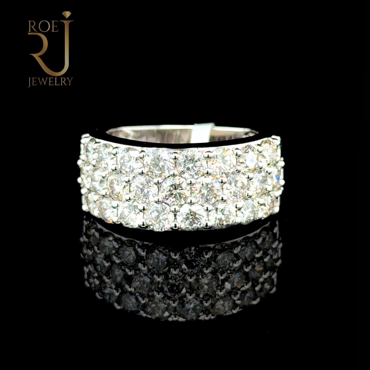 Large Mens Diamond Ring 4.86ct 14K White Gold