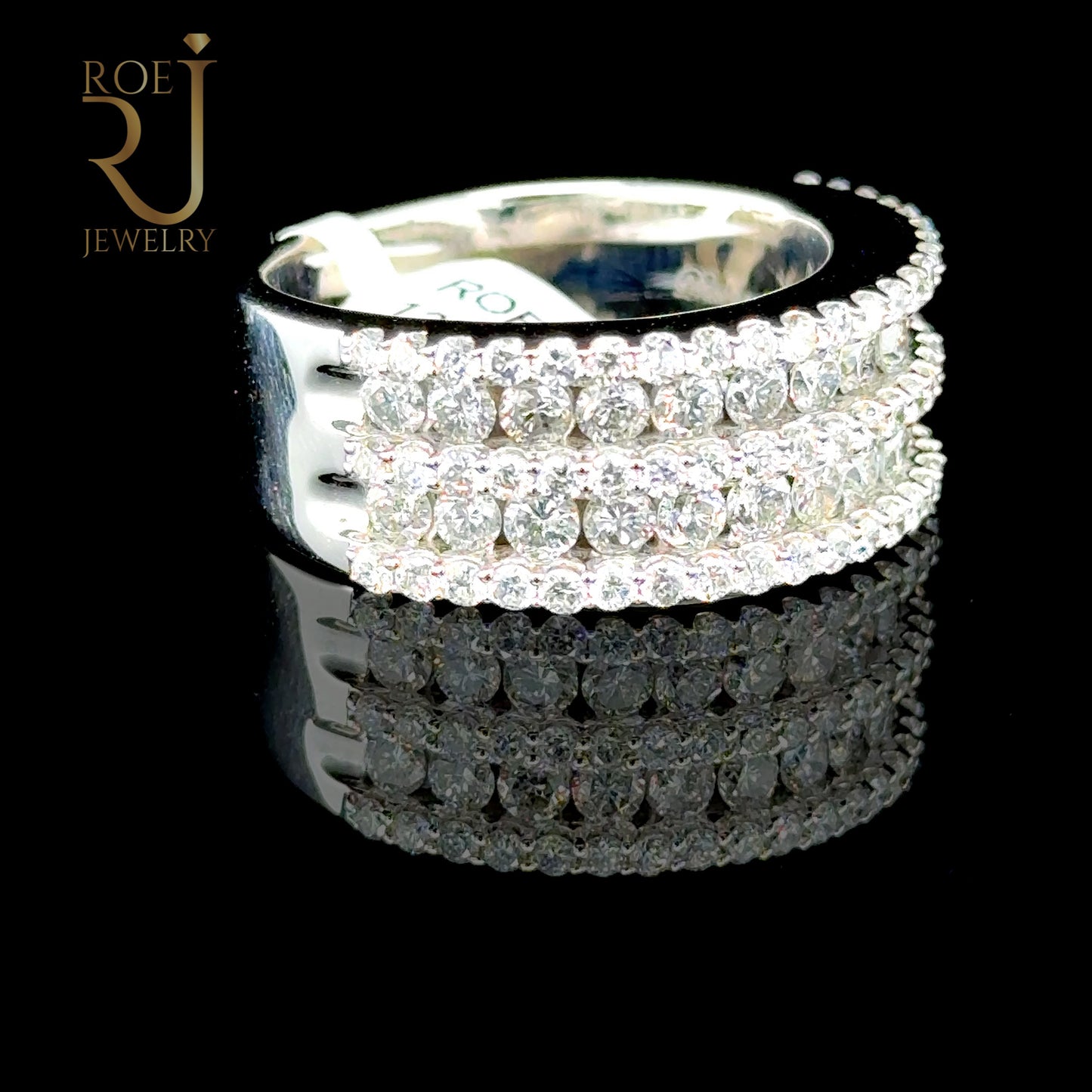 Large Round 3.10ct VS Diamond Ring 10K White Gold Mens