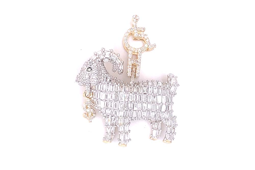Majestic Mastery GOAT Pendant with 2.05CT Diamonds in 10k Yellow Gold