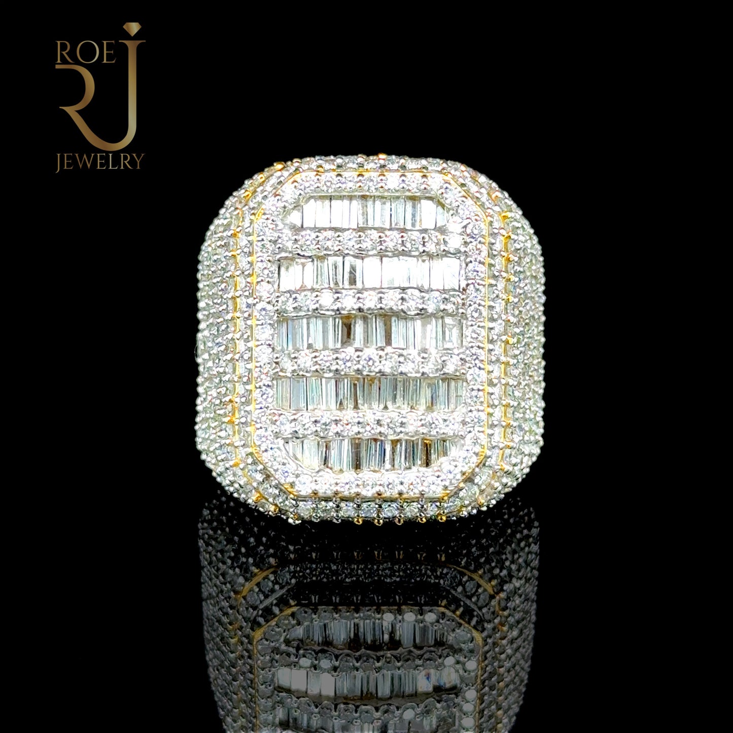 Massive 6.47ct Diamond Mens Ring 10K Yellow Gold