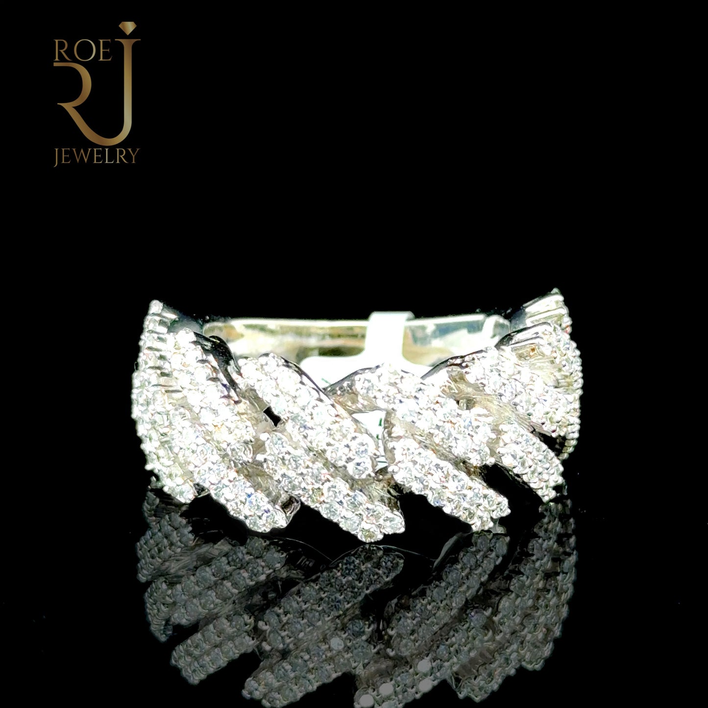 Mens 10K Gold Cuban Link Ring 2.21ct Diamonds