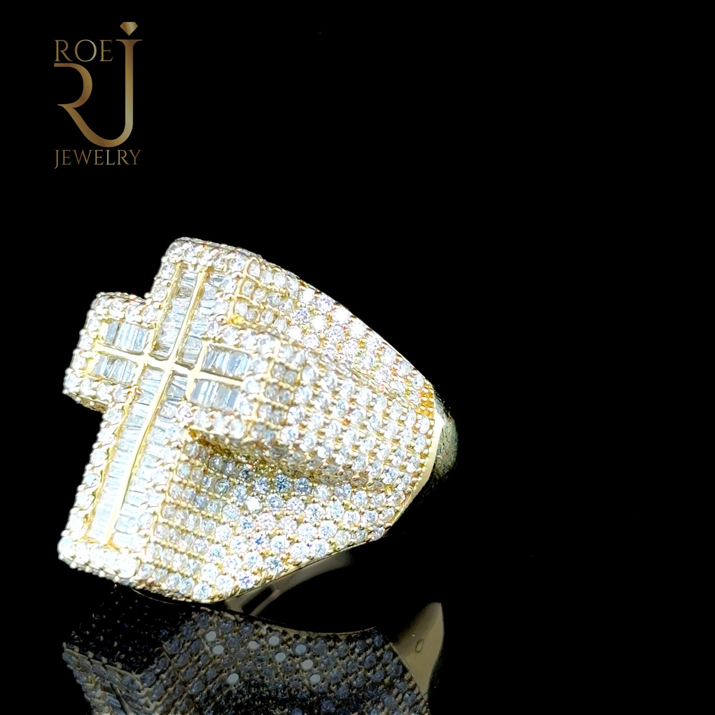 Statement 10K Yellow Gold Cross Ring with 4.85ct Diamonds