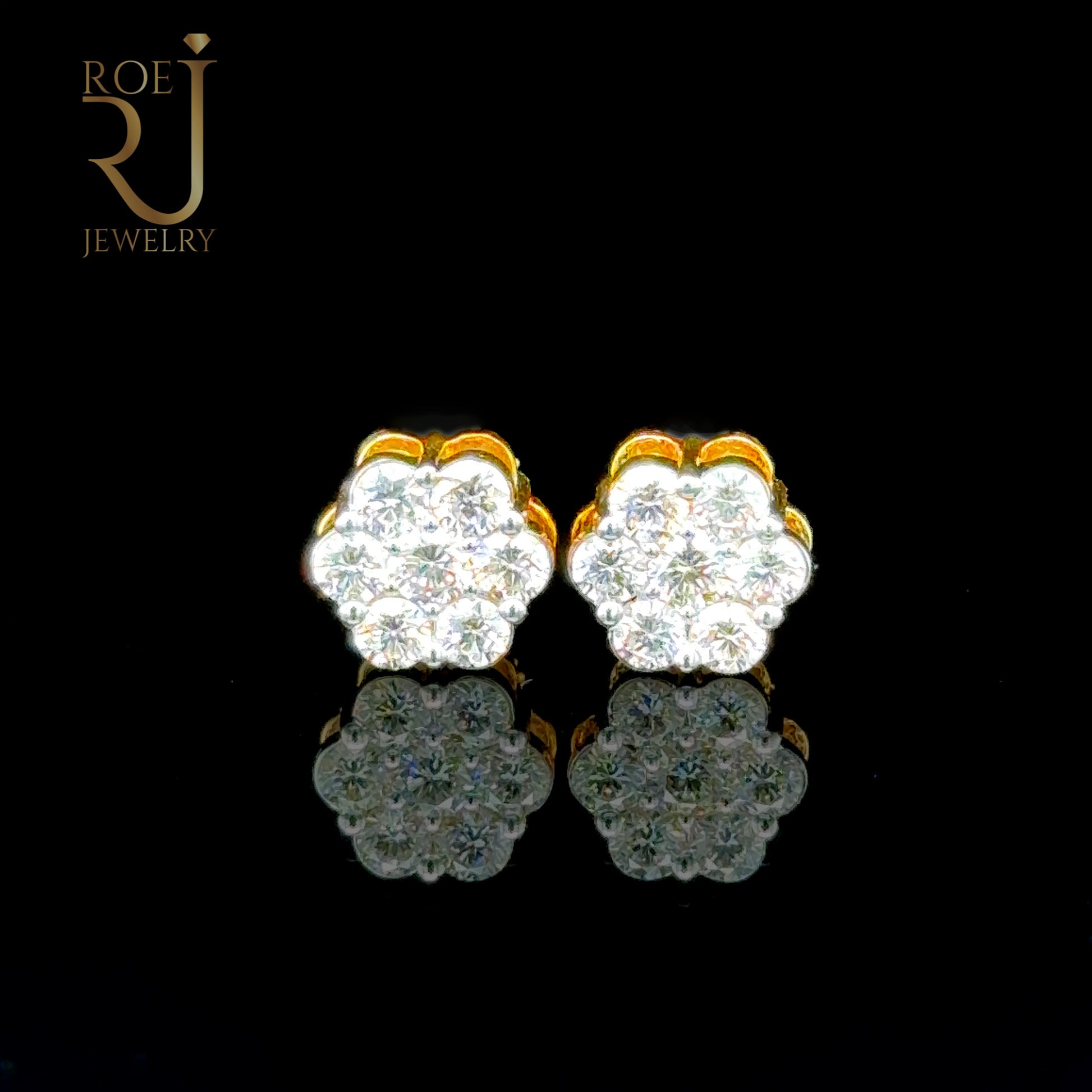 Statement 14K Gold Diamond Flower Earrings 1.00ct