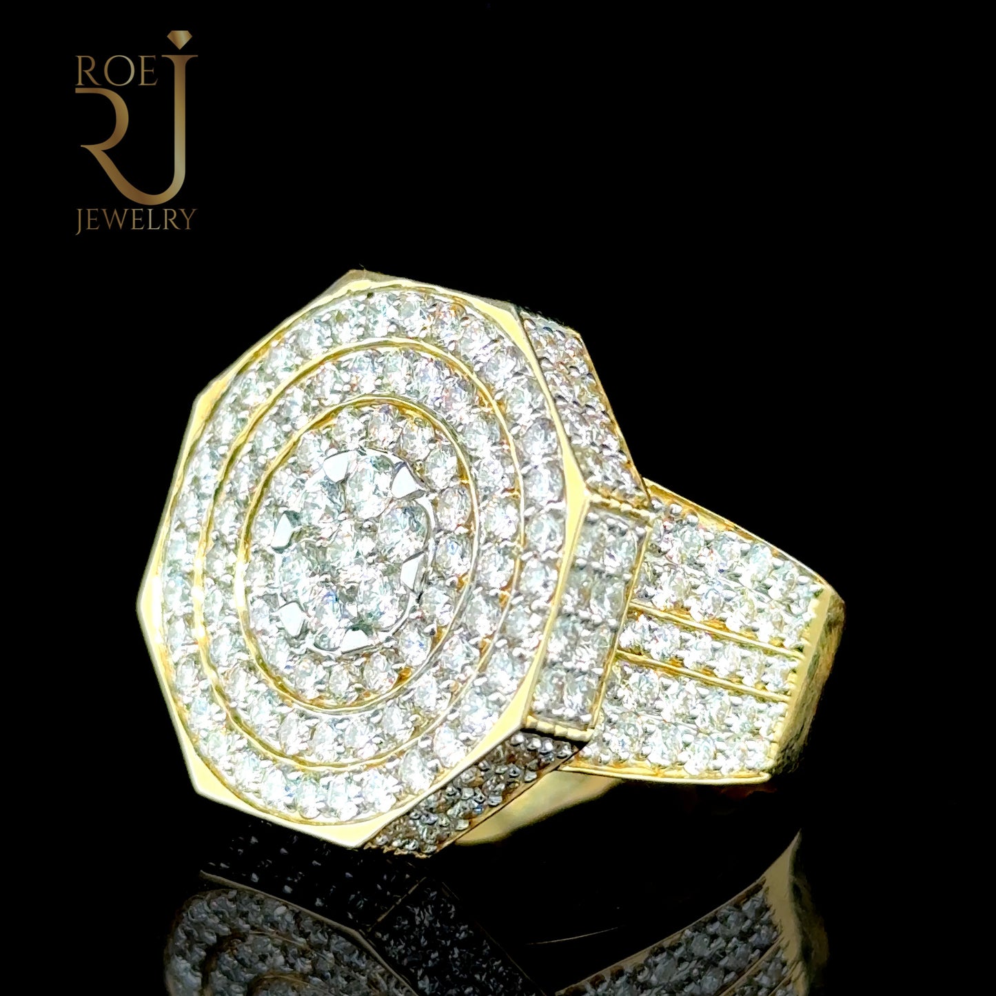 Statement 14K Gold Mens Ring with 7.33ct Diamond