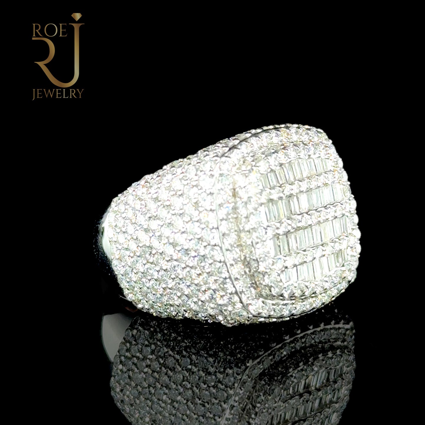 Statement Mens Ring 5.94ct Diamond in 14K White Gold