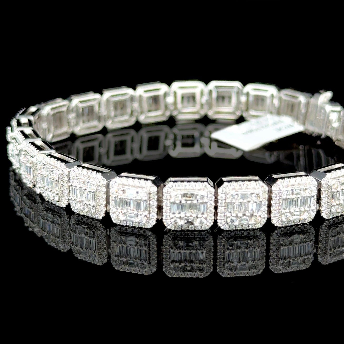 White gold diamond tennis bracelet with a luxurious 5 carats of diamonds.