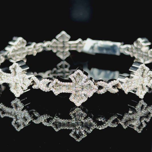 Christian Catholic Cross Diamond and White Gold Bracelet | ROE Jewelry
