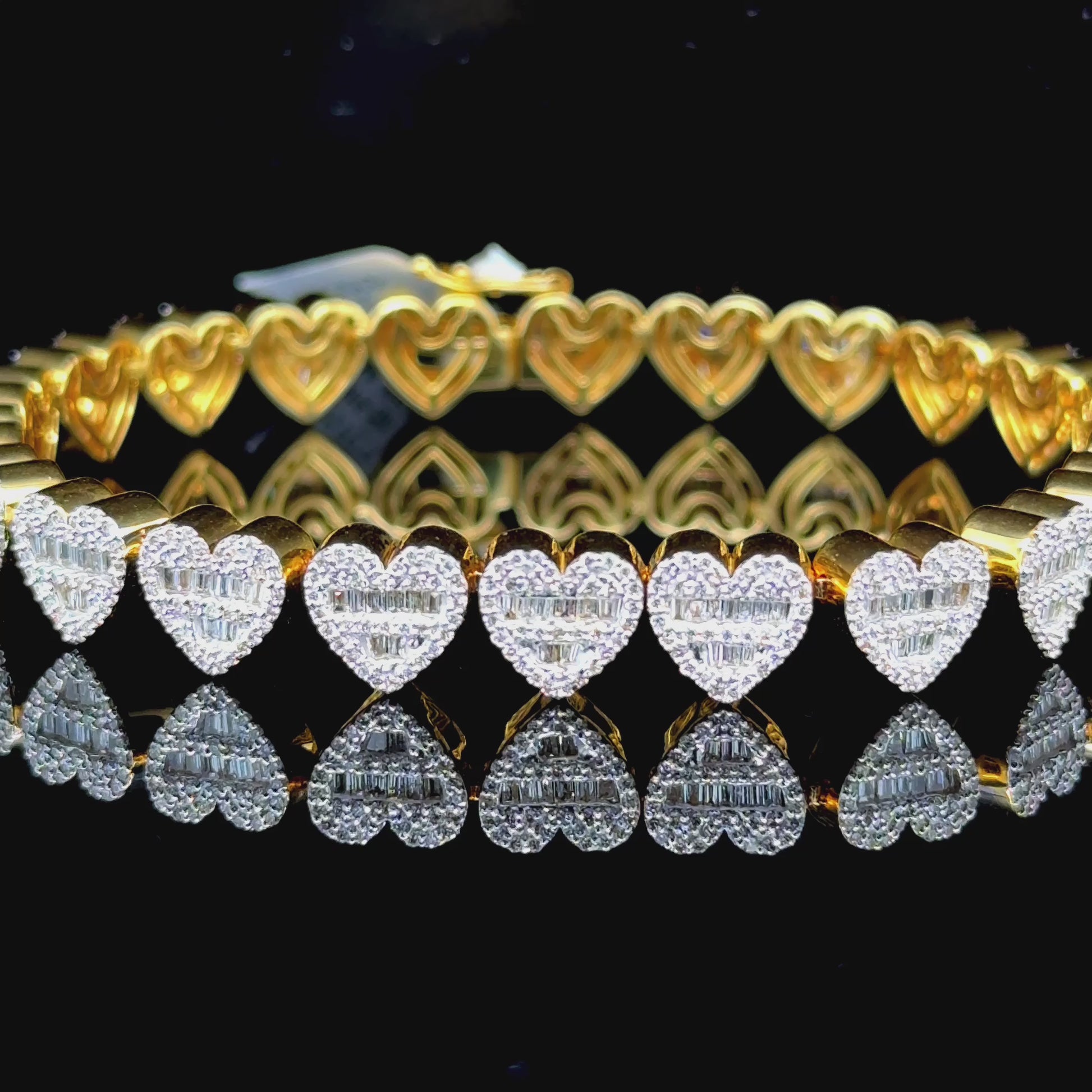 Heart Shape Stunning Yellow Gold and Diamond Bracelet