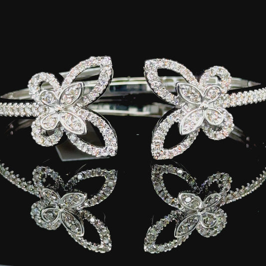 White Gold and Diamond Butterfly Bangle Bracelet