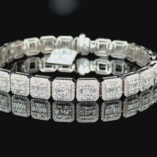 Square Love White Gold Diamond Bracelet
